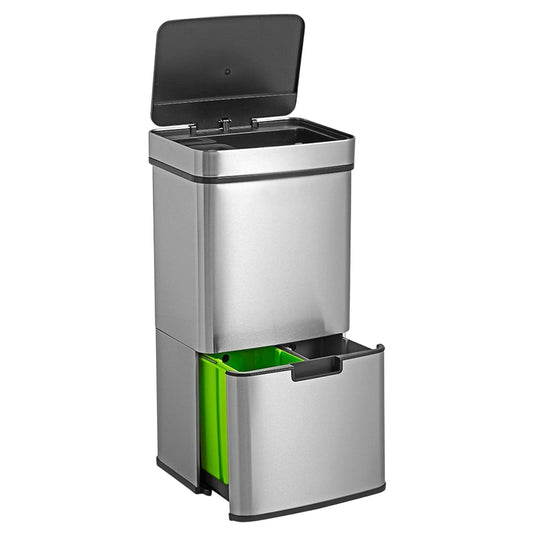 Papelera Reciclaje 72l Acero Inoxidable Cromado_0