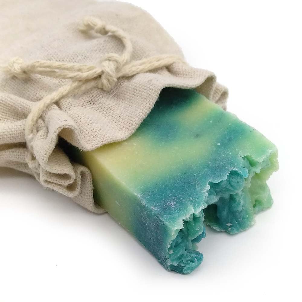 Jabón Natural Algas Marinas 90g En Bolsa Regalo De Yute. Exfoliante, Reafirmante Y Anticelulítico - Piernas Cansadas_0