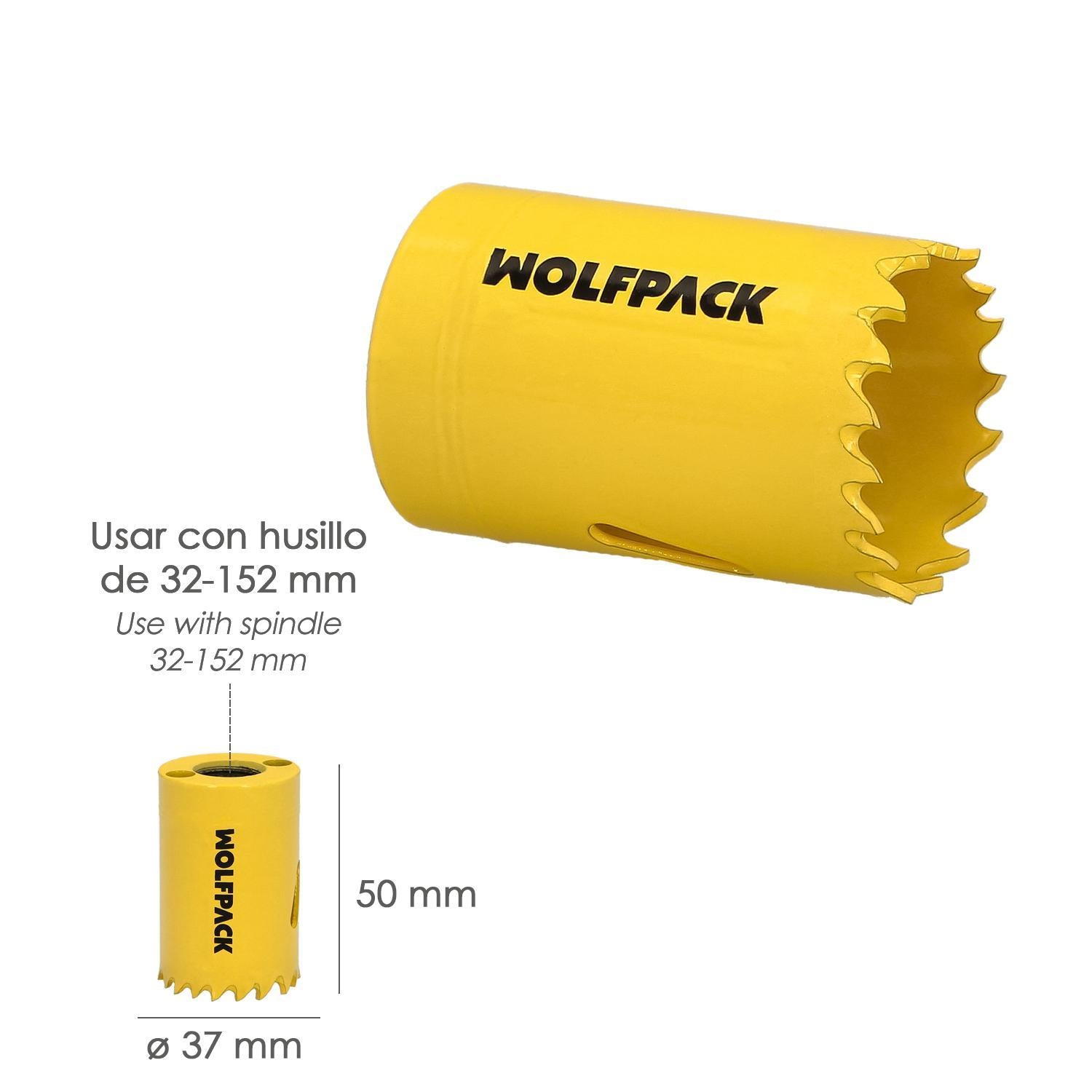 Corona Sierra Bimetal Ø 37 Mm. Templado Termico, Base Reforzada. Corona Madera, Broca Agujeros Madera, Acero, Hierro, Plasticos