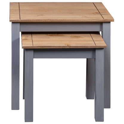 Mesas Apilables 2 Uds Madera Maciza De Pino Panama Range Gris_2