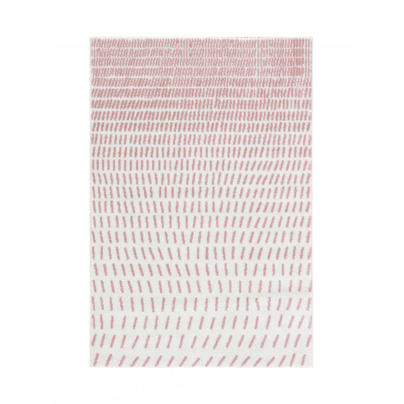 Alfombra Salón Shaggy Rosa Y Blanco Motivos Geométricos 100x150cm- Decoración- Mobiliario Del Hogar_0