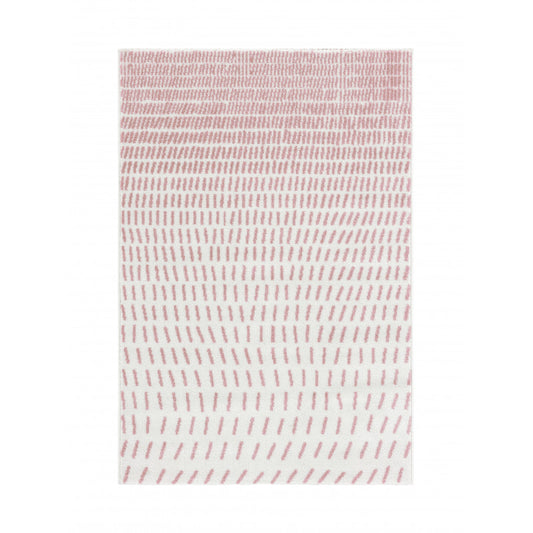 Alfombra Salón Shaggy Rosa Y Blanco Motivos Geométricos 100x150cm- Decoración- Mobiliario Del Hogar_0