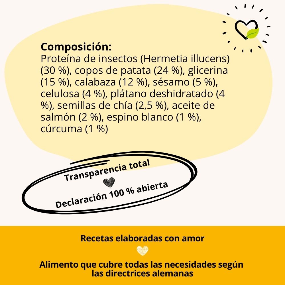 BugBell EnergyWonder Pienso – hipoalergénico, sin cereales, con proteína de insecto, plátano y chía_2