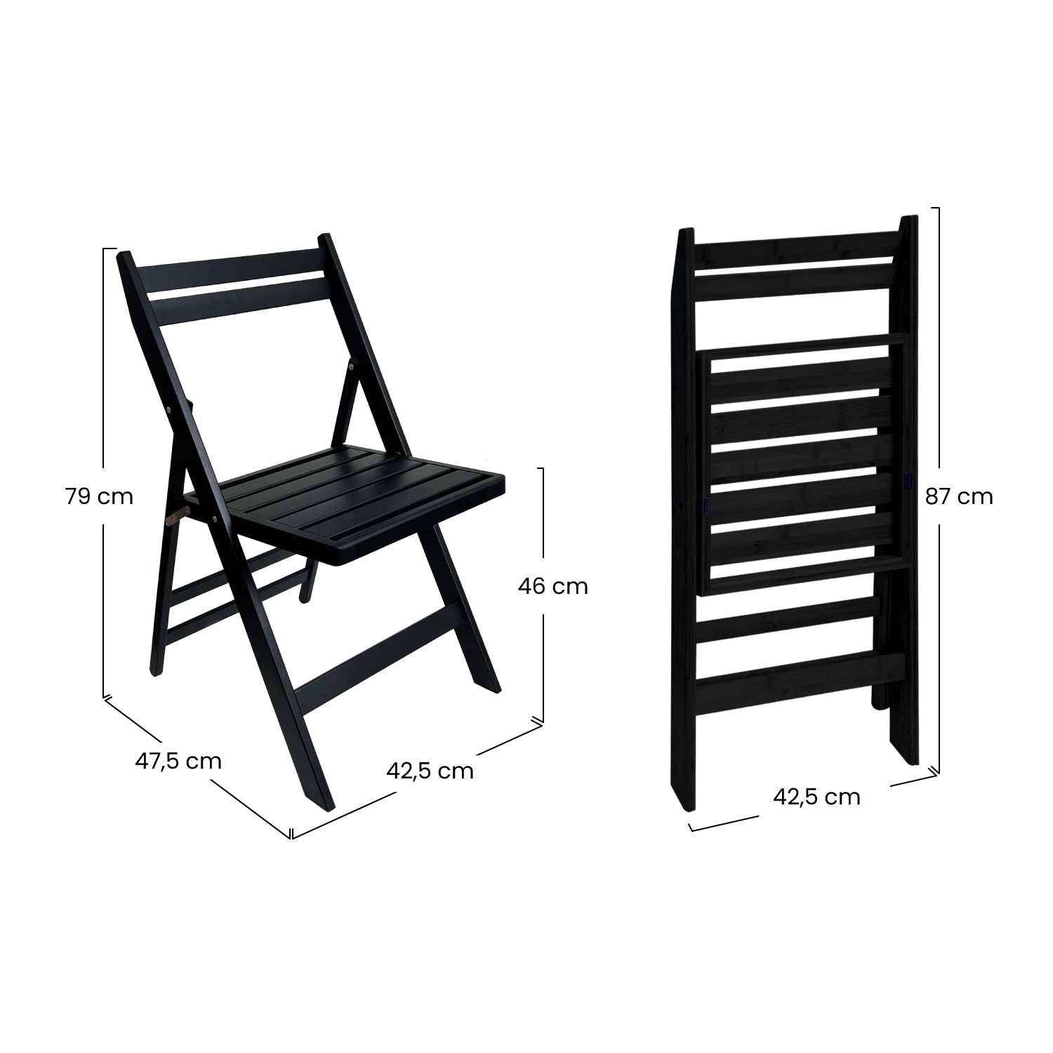 Pack 4 Sillas Plegables De Madera De Bambú 42.5x47.5x79cm O91_5