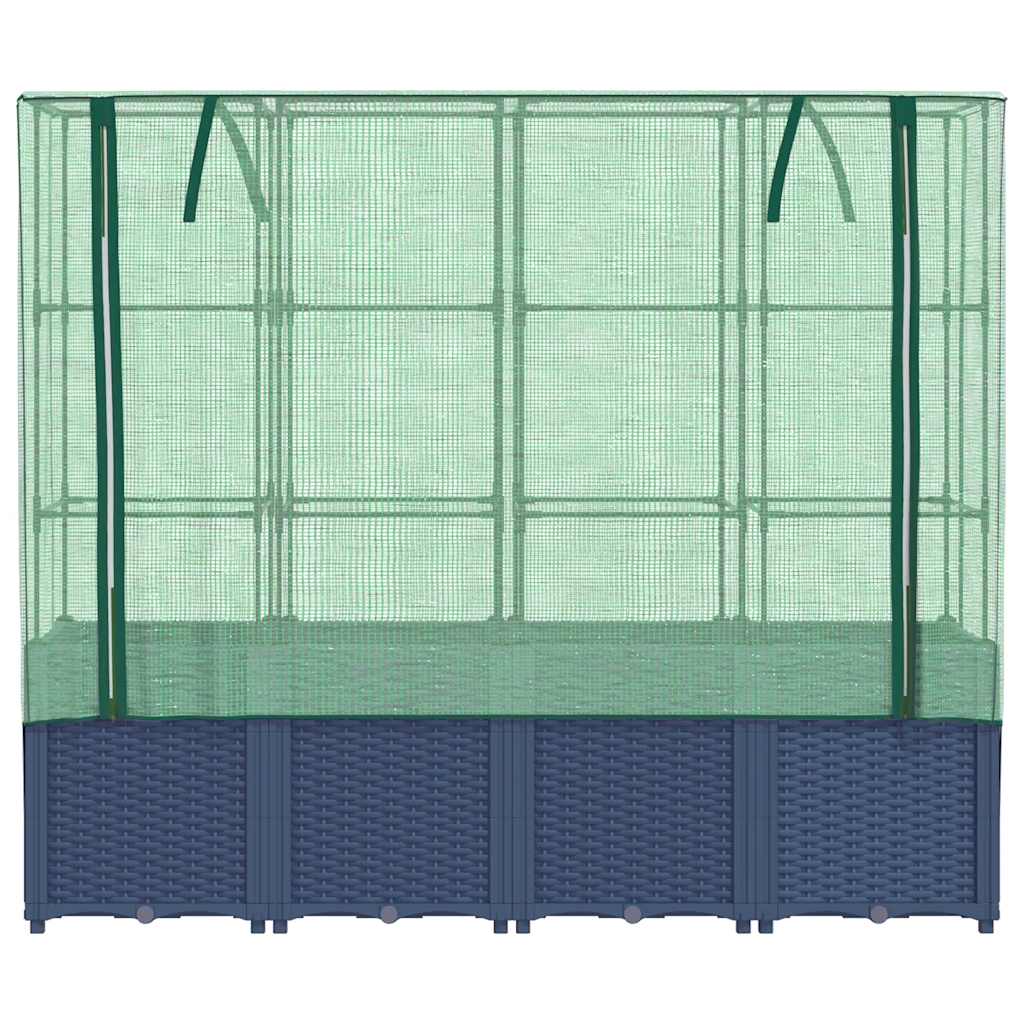 Jardinera Elevada Con Cubierta De Invernadero Aspecto Ratán 160x40x153 Cm_3