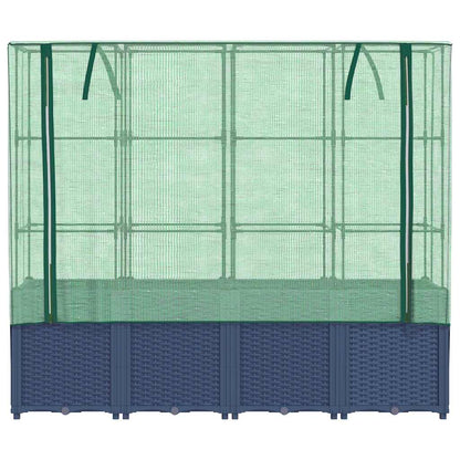 Jardinera Elevada Con Cubierta De Invernadero Aspecto Ratán 160x40x153 Cm_3