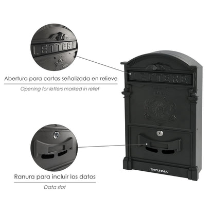 Buzon Jardín Aluminio Fundido Palace Gris Antracita 255 X 410 X 90 Mm.