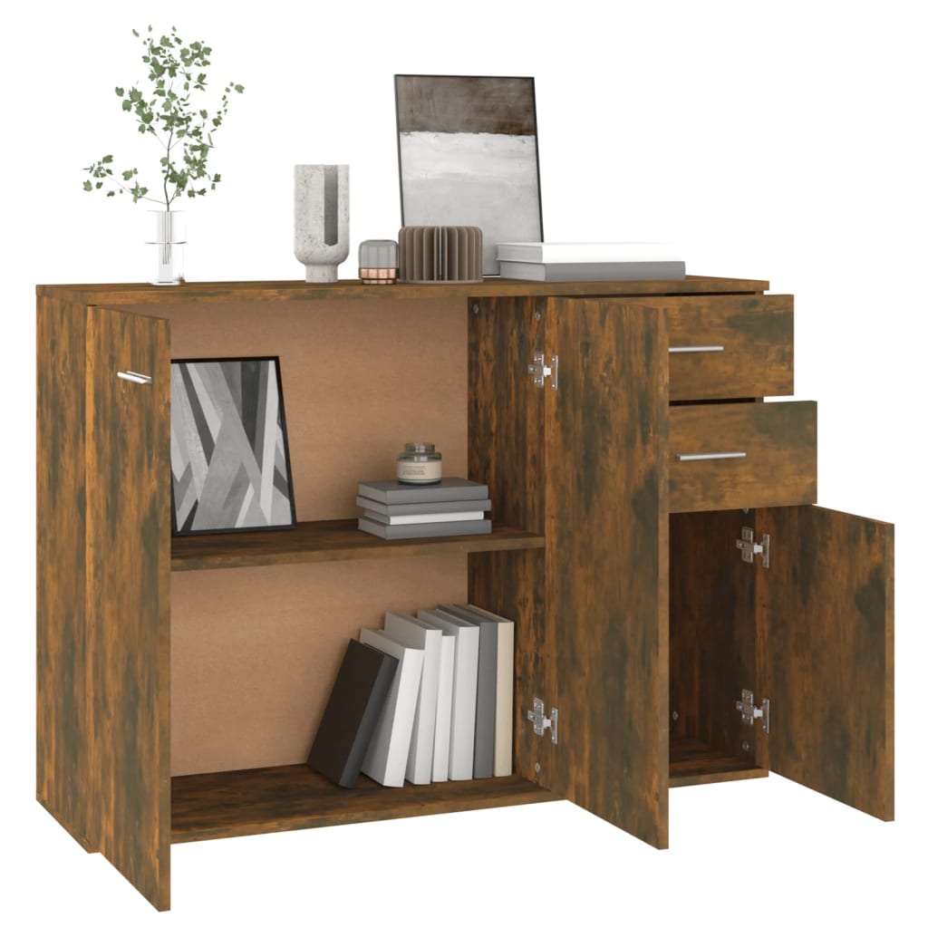 Aparador Madera Contrachapada Roble Ahumado 105x30x75 Cm / Vetonek_2
