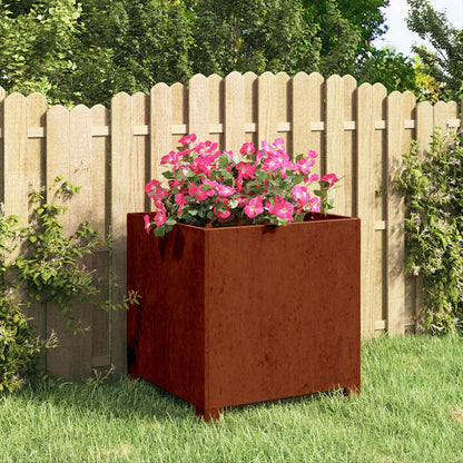 Jardinera Con Patas Acero Corten Oxidado 40x40x40 Cm_1