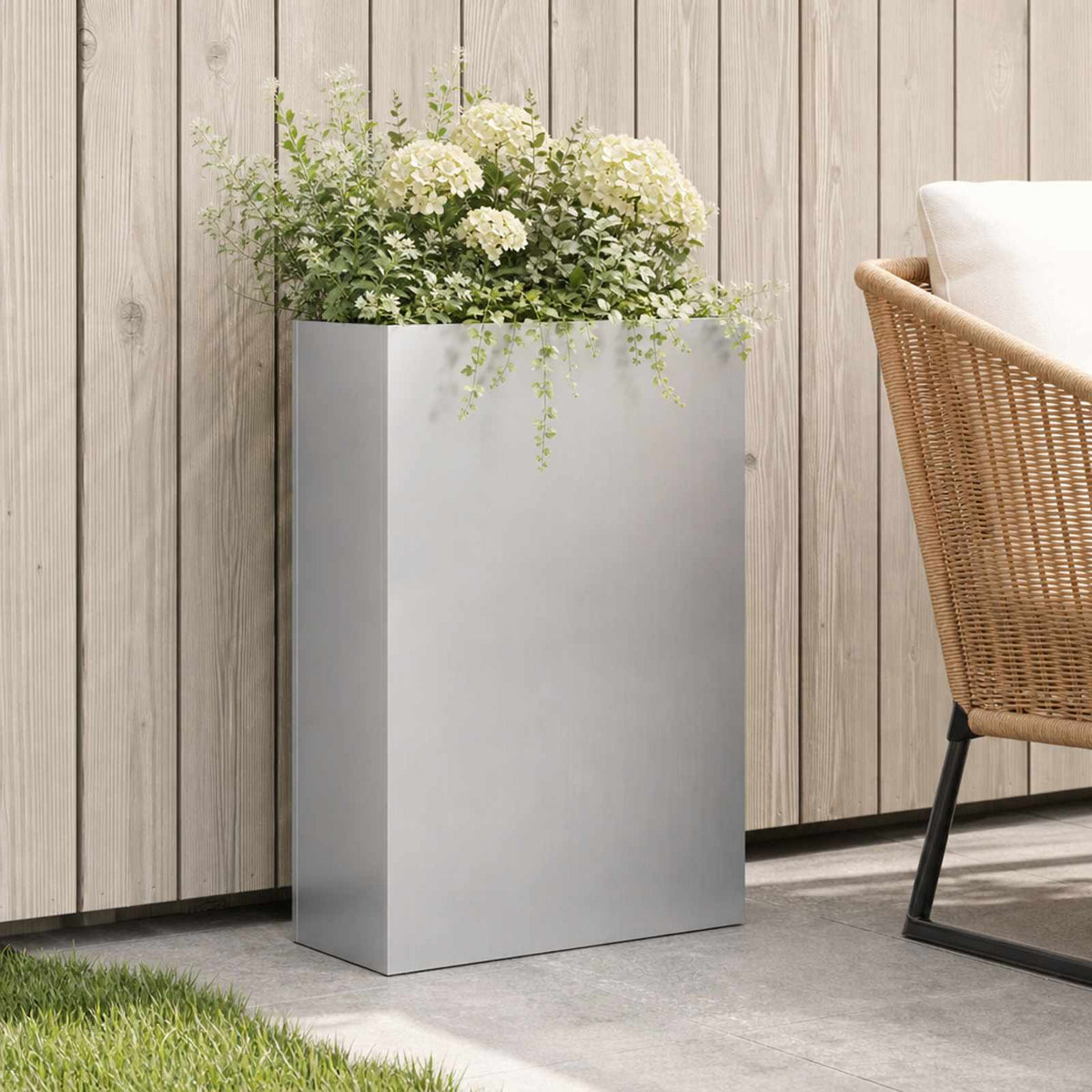 Macetero De Jardín Plateado 40 X 20 X 75 Cm Acero Galvanizado_1