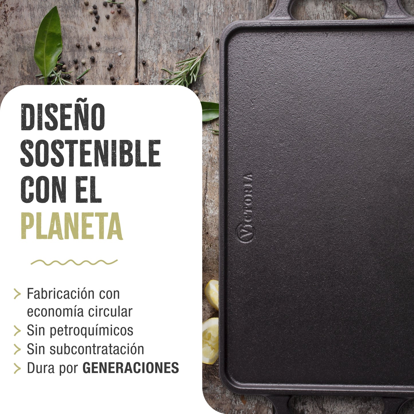 Victoria Plancha Cocina Hierro Fundido Esmaltado, Parrilla Reversible 33x21cm, Sin Pfoa, Fuego Barbacoa Sin Ptfe, 38793_5