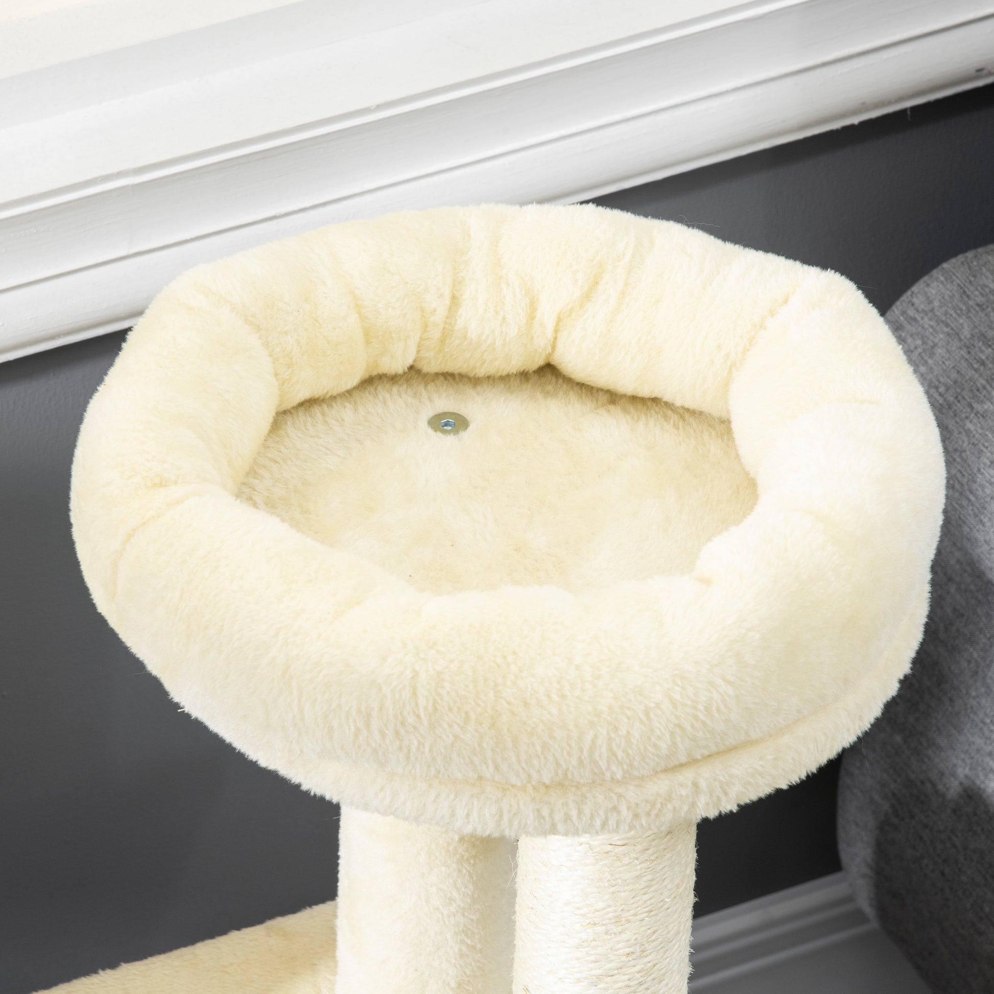Pawhut Árbol Rascador Para Gatos Altura 83 Cm Con Cama Cueva Bola Colgante Rampa_4