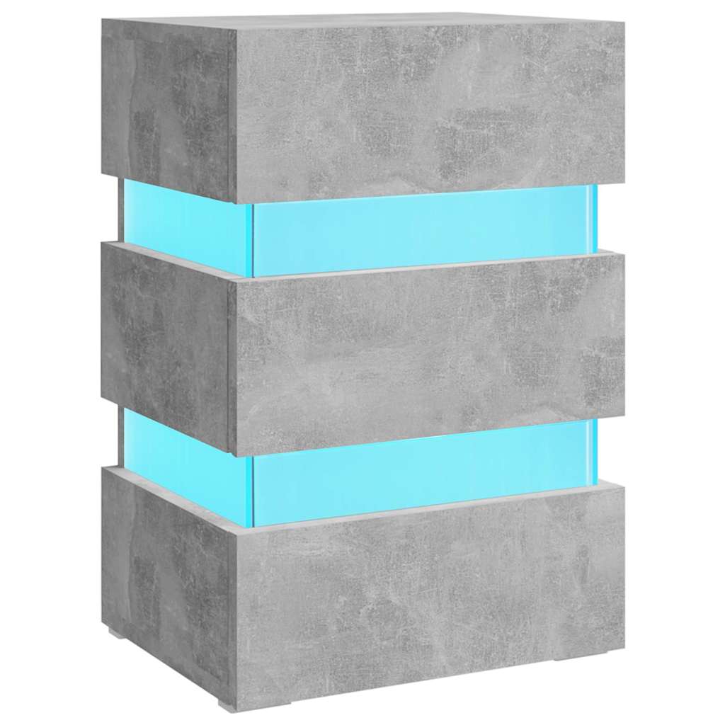 Mesita De Noche Led Madera Ingeniería Gris Hormigón 45x35x67 Cm_0