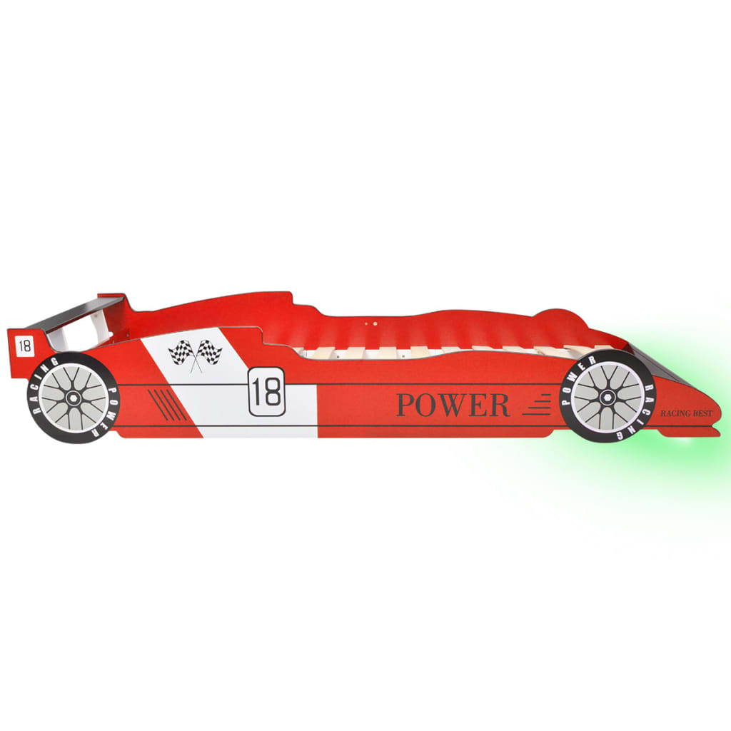 Cama Infantil Con Forma De Coche Carreras Y Led  90x200 Cm Roja / Vetonek_4