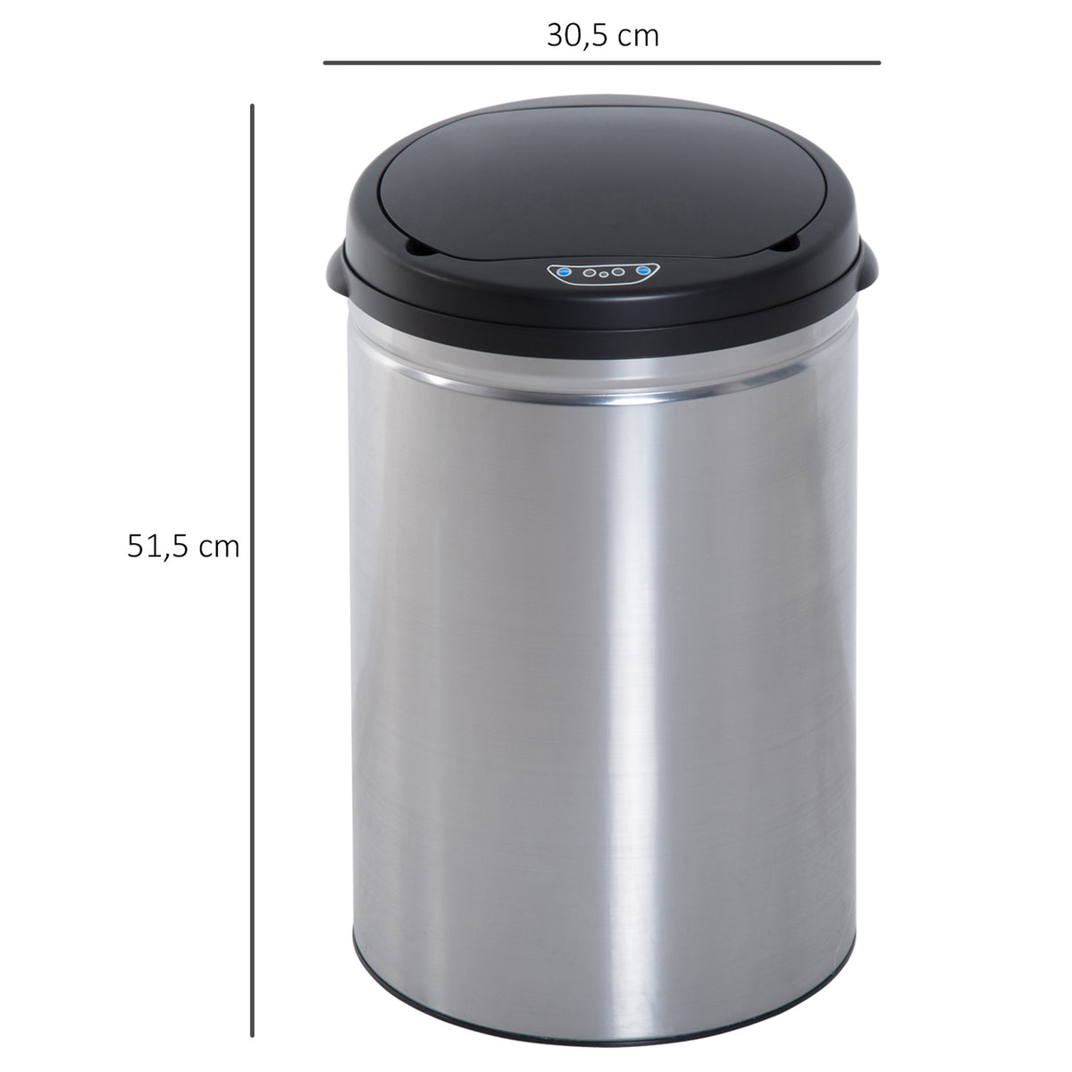 Caixote De Lixo Homcom Prata E Preto Aço Inoxidável, Abs E Pp Ø30,5x51,5cm_2