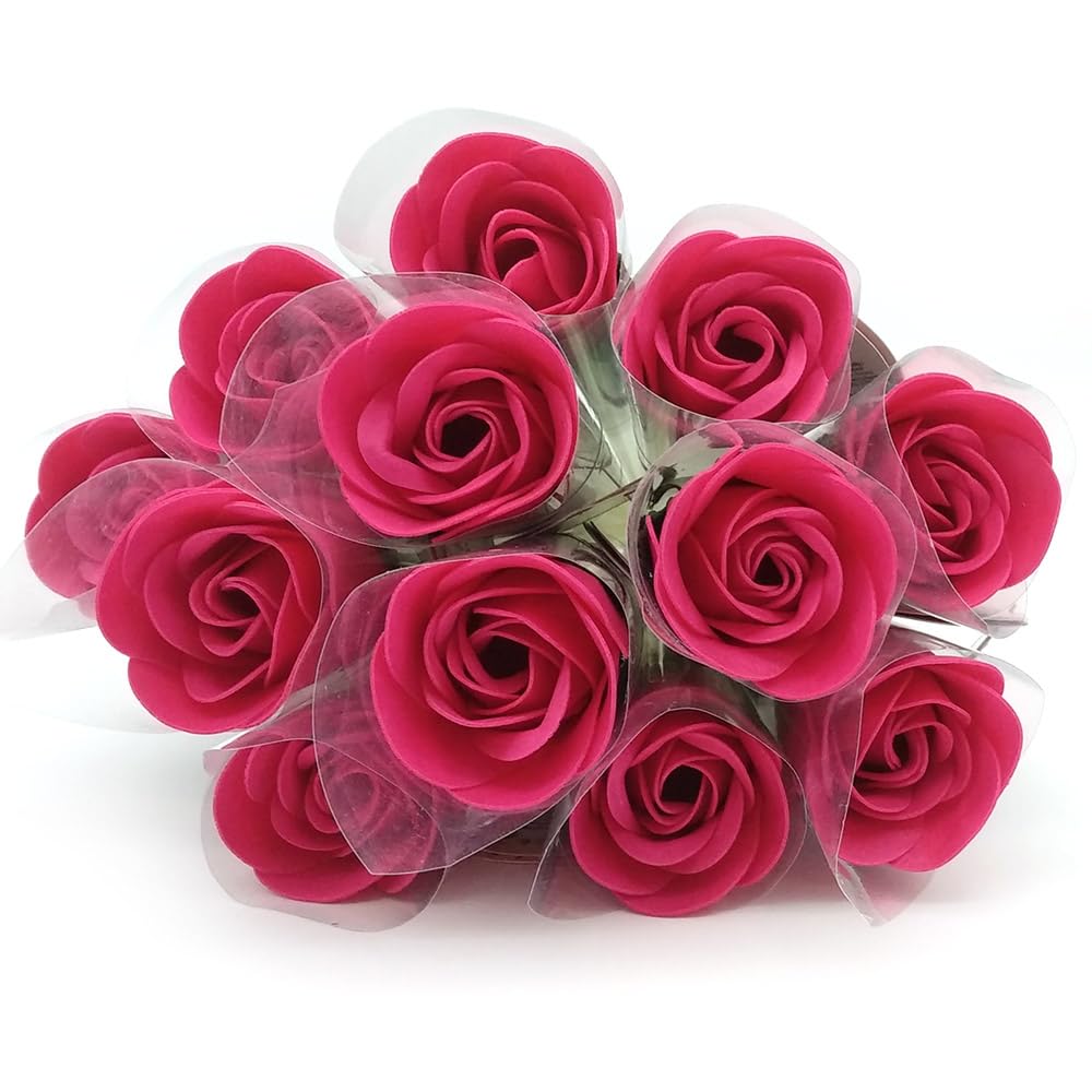 12 Rosas De Jabón Para Baño Aromático Y Relajante (fucsia) - Regalo Original Para Días Especiales - Aroma Atalcado_0
