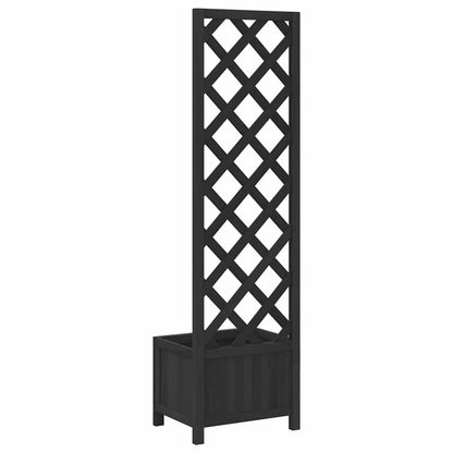 Jardinera Con Enrejado Negro 40x30x135 Cm Madera Maciza De Abeto_5