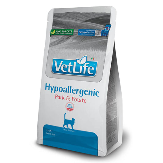 Vet Life Cat Alimento Veterinário Hipoalergénico de Porco e Batata Farmina 400 g