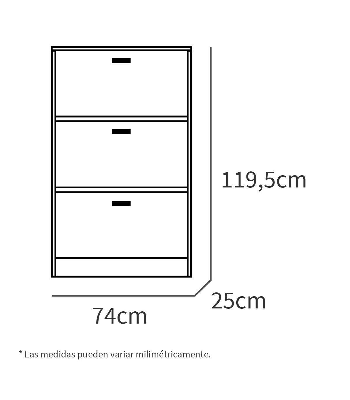 Zapatero 3 Trampones Toledo En Roble Cambrian/blanco. 74cm(ancho) 119.5cm(altura) 25cm(fon_4
