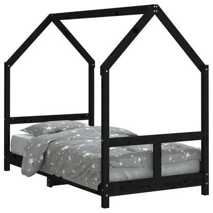 Vidaxl Estructura De Cama Para Niños Madera De Pino Negro 80x160 Cm_0