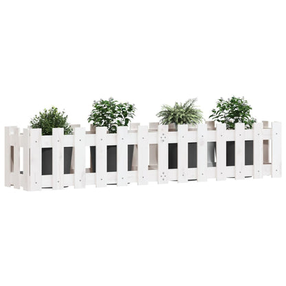 Arriate Elevado Jardín Con Valla Madera Pino Blanco 150x30x30cm_2