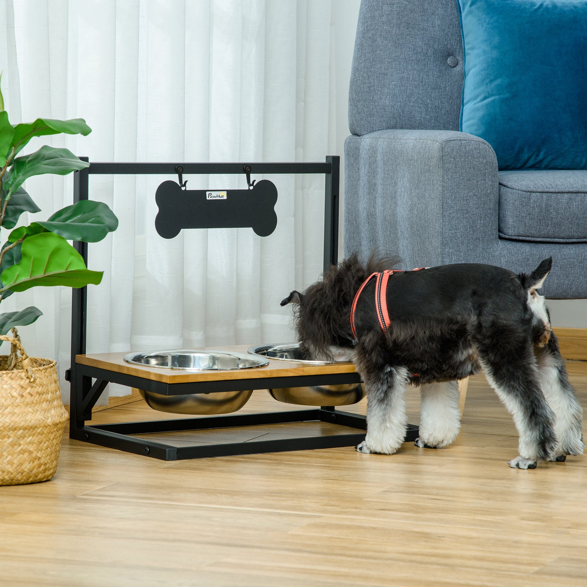 Pawhut Comedero Para Perros Elevado Ajustable Con 2 Cuencos De Acero Inoxidable_1