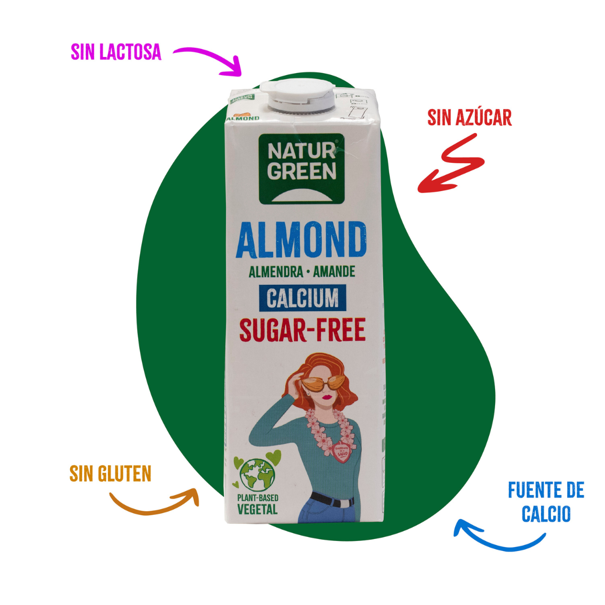 Bebida Vegetal de Amêndoa e Cálcio Sem Açúcar NaturGreen 1 Litro