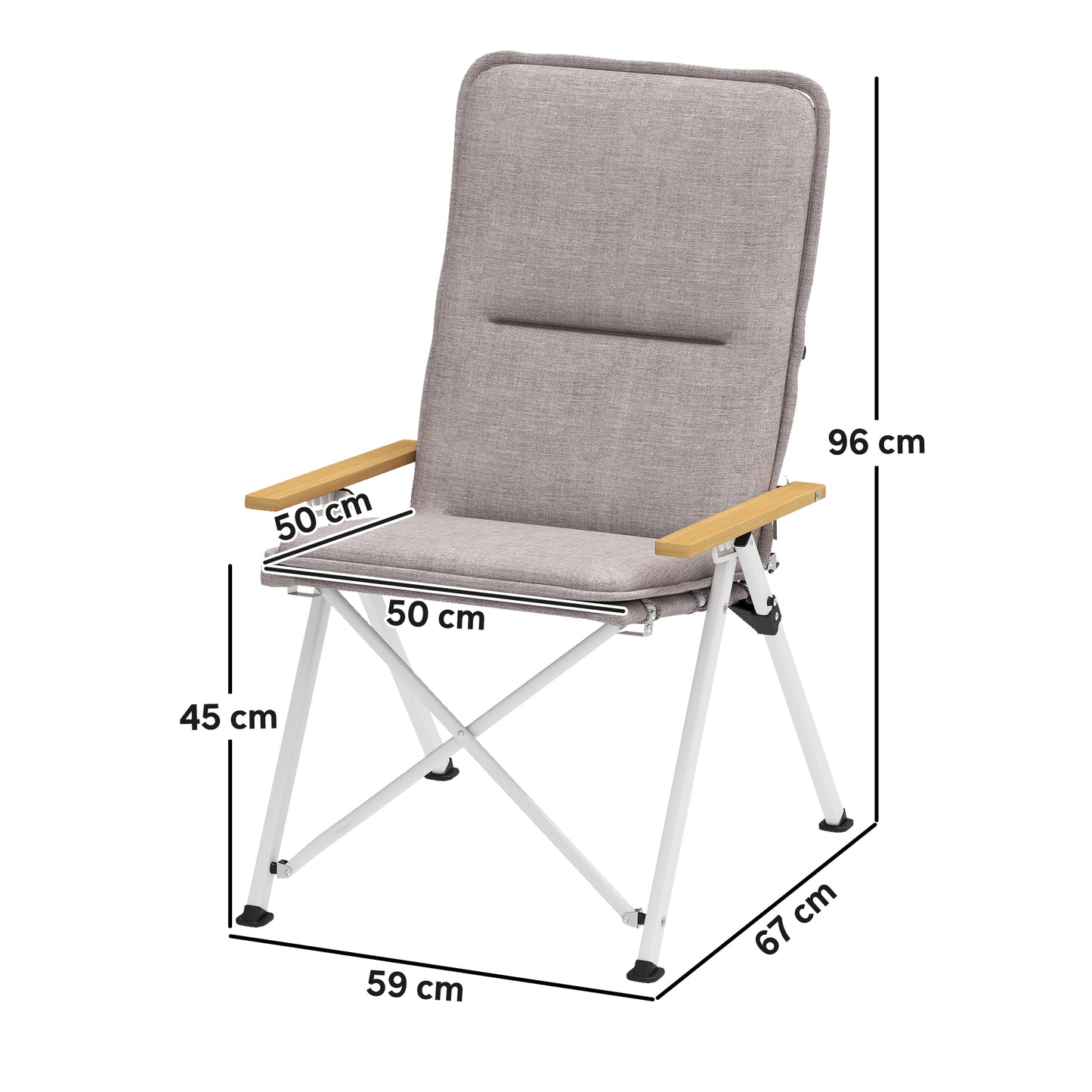 Outsunny 2 Sillas De Camping Plegables De Aluminio Con Respaldo Ajustable Gris_2