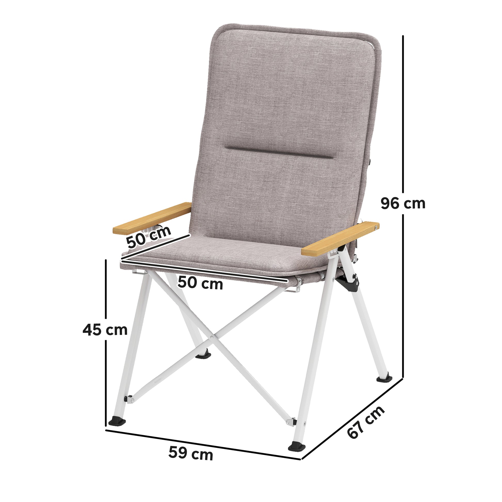 Outsunny 2 Sillas De Camping Plegables De Aluminio Con Respaldo Ajustable Gris_2