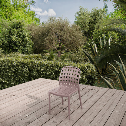 Juego De 4 Sillas De Jardín De Polipropileno Apilables Caladas Corfu Beige - Muebles De Jardín -46x56xh82cm_5