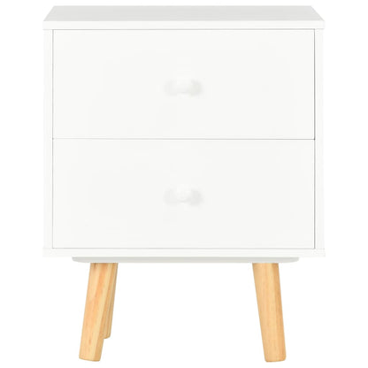 Mesitas De Noche 2 Uds Madera Maciza De Pino Blanco 40x30x50 Cm_2