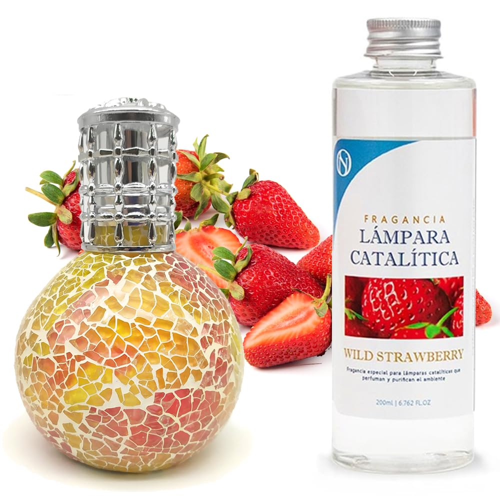 Lámpara Catalítica Mosaico Bicolor + Aroma Wild Strawberry 200ml - Elimina Malos Olores, Impurezas Y Perfuma_0