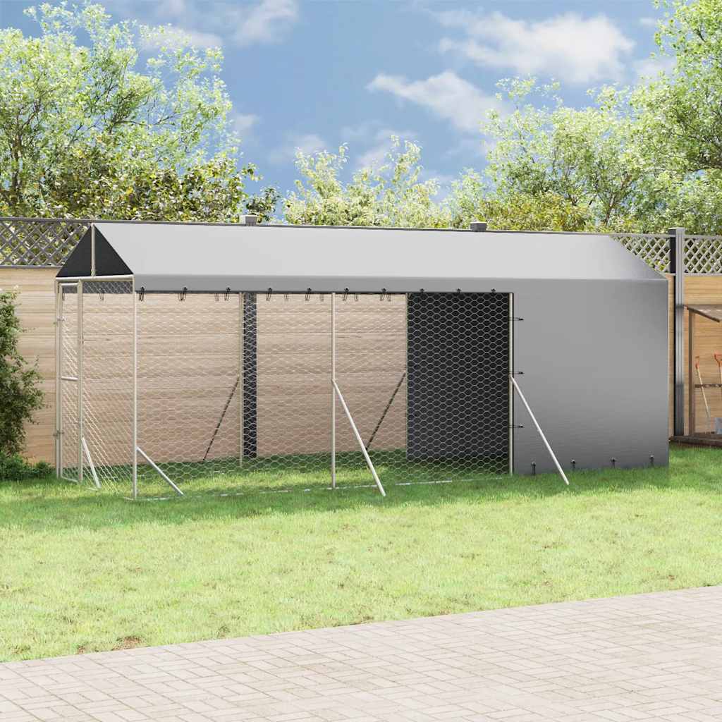 Perrera De Exterior Con Toldo Acero Galvanizado Plata 2x6x2,5 M_1