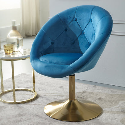 Silla Terciopelo Azul / Dorado Giratoria_1