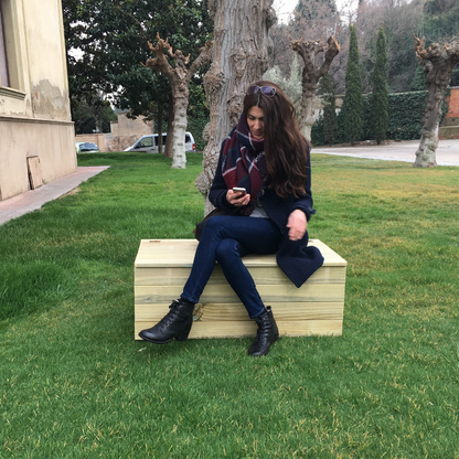 Baúl De Madera  Tanoa Con Cojín Tratado Vidahuerto 80x40x40 Cm._3