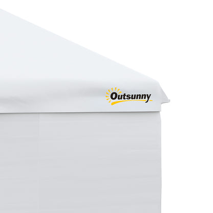 Outsunny Cenador De Jardín 3x3m Con Altura Ajustable 4 Paredes Extraíbles Blanco_4