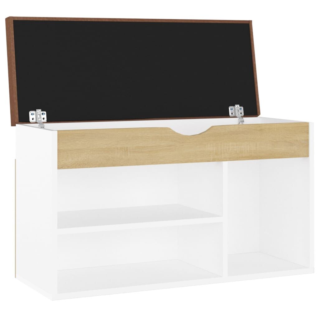 Vidaxl Banco Zapatero Con Cojín Madera Ingeniería Blanco/roble Sonoma_3