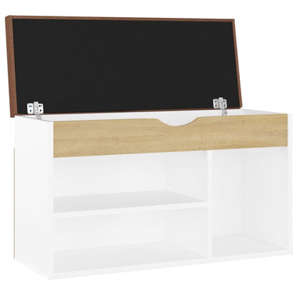 Vidaxl Banco Zapatero Con Cojín Madera Ingeniería Blanco/roble Sonoma_3