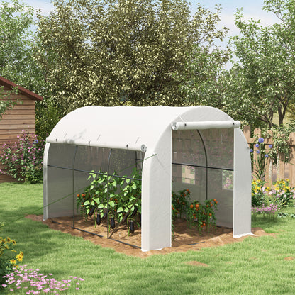 Outsunny Invernadero De Túnel 3x2x2 M Con 3 Puertas Y 6 Ventanas Blanco_1