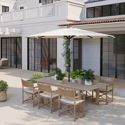 Outsunny Sombrilla Terraza Exterior Ø292x252 Cm Con Inclinación Ajustable Crema_4