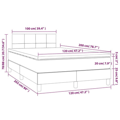 Cama Box Spring Con Colchón Y Led Tela Marrón Oscuro 120x200 Cm / Vetonek_2