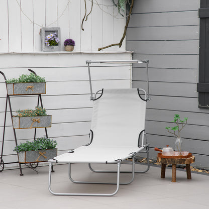 Outsunny Set De 2 Tumbonas De Jardín Plegables Con Toldo 187x58x36cm Gris Claro_1