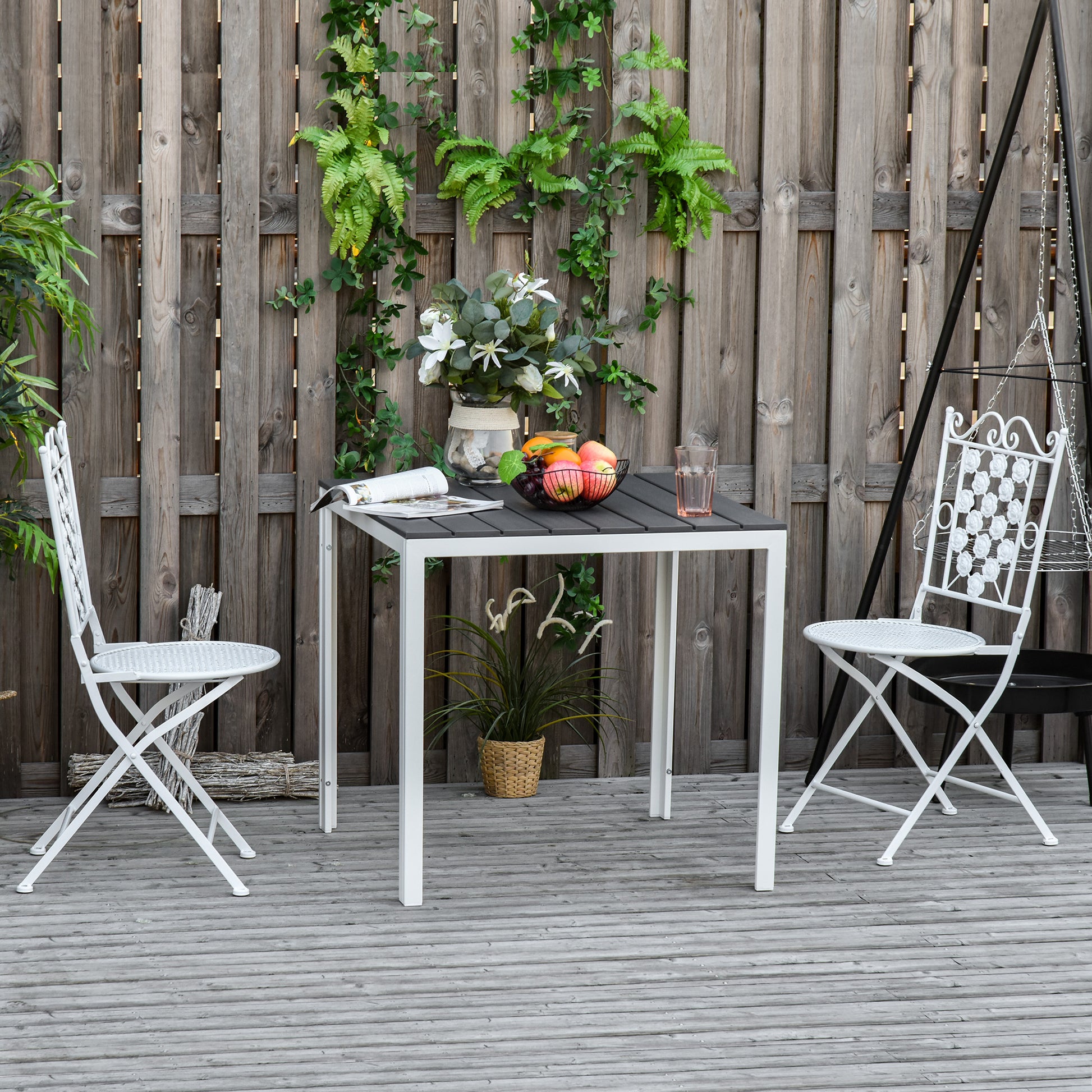 Outsunny Mesa De Jardín Cuadrada Marco Metal Para Exteriores Carga Máx. 50 Kg_1
