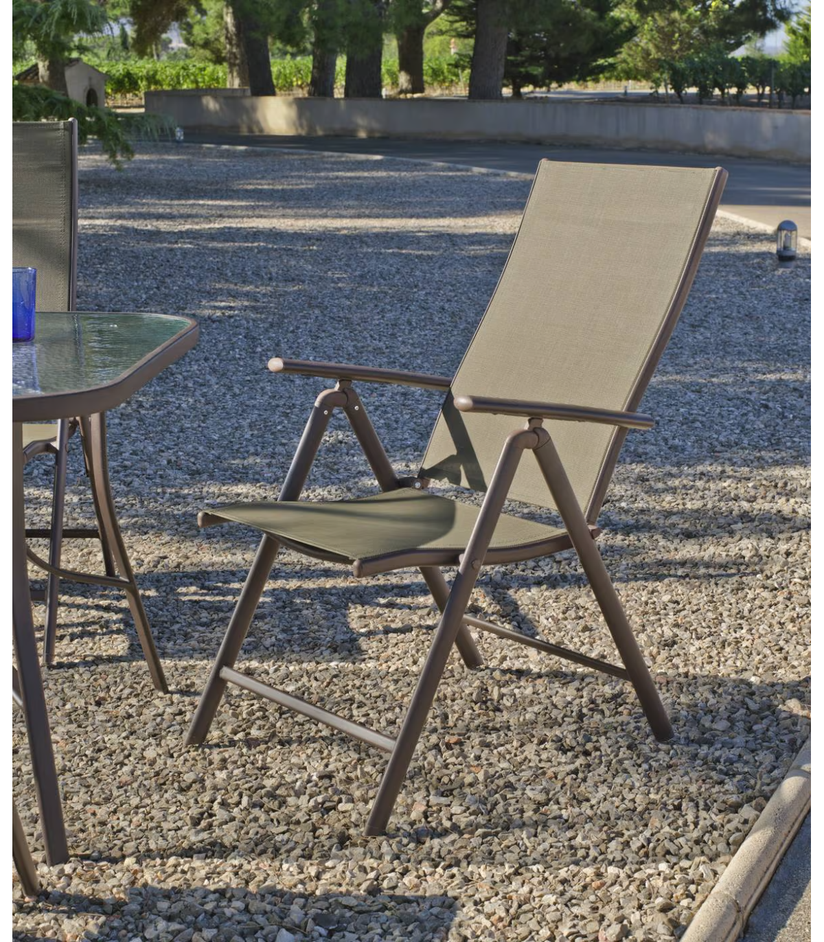 Sillón-tumbona Plegable Acero/textilen Macao-5 Bronce, 100cm(alto) 58cm(ancho) 62/98cm(fo_3