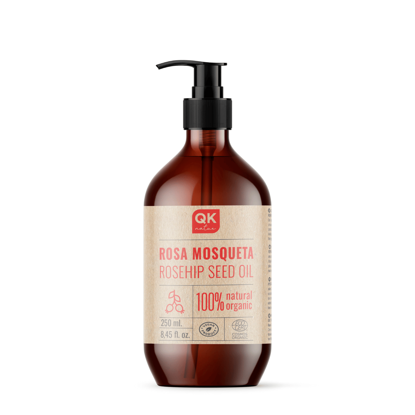 QKnatur - Aceite De Rosa Mosqueta Orgánico 250 ml - Para Cicatrices Y Estrías - Cara Y Cuerpo - Antiarrugas Y Antiedad_0