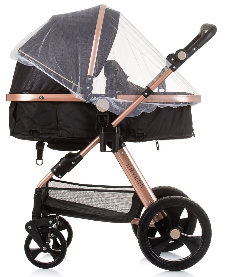 Carrito De Bebé Havana Dúo Convertible Hasta 22 Kg Con Bolso Y Mosquitera Obsidian Gold_3