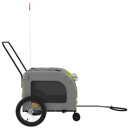 Remolque De Bicicleta Mascotas Hierro Tela Oxford Verde Gris_5