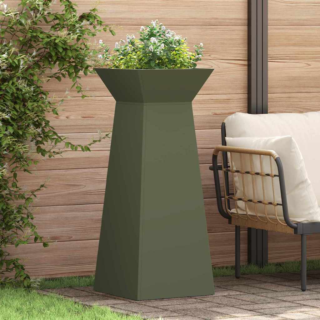 Maceta Pilar 2 Uds. Verde Oliva 40 X 40 X 100 Cm_1