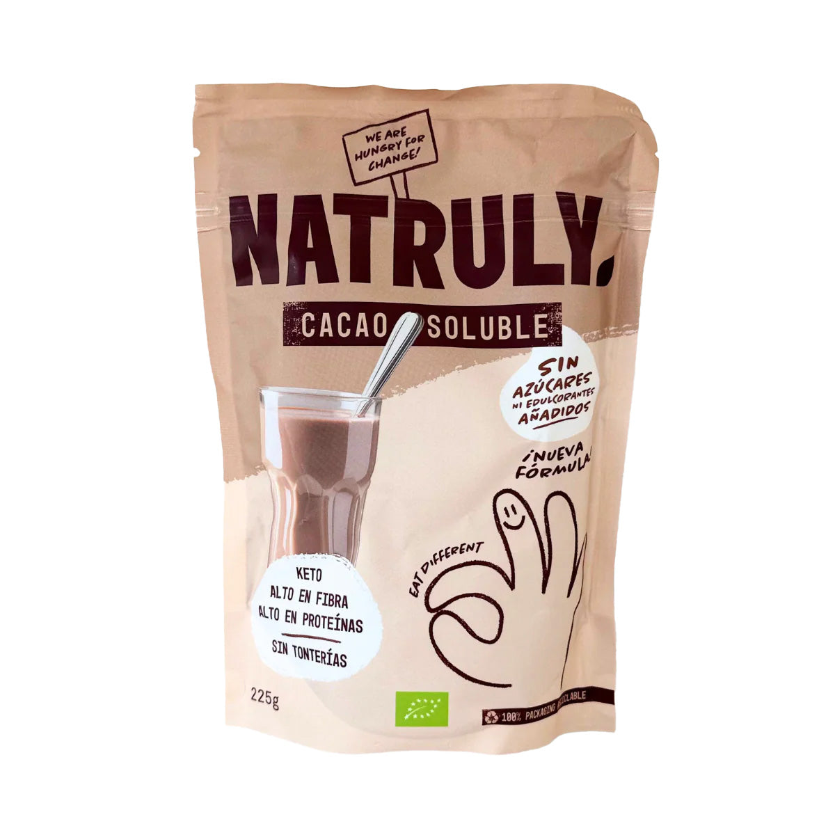 Cacao Soluble BIO Alto en proteínas Natruly 225 g