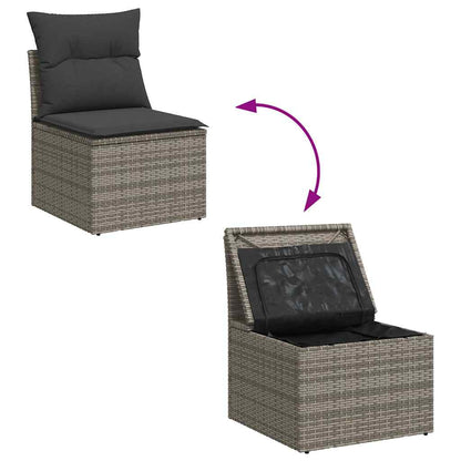 Set De Sofás De Jardín Y Cojines 8 Piezas Ratán Sintético Gris / Vetonek_3
